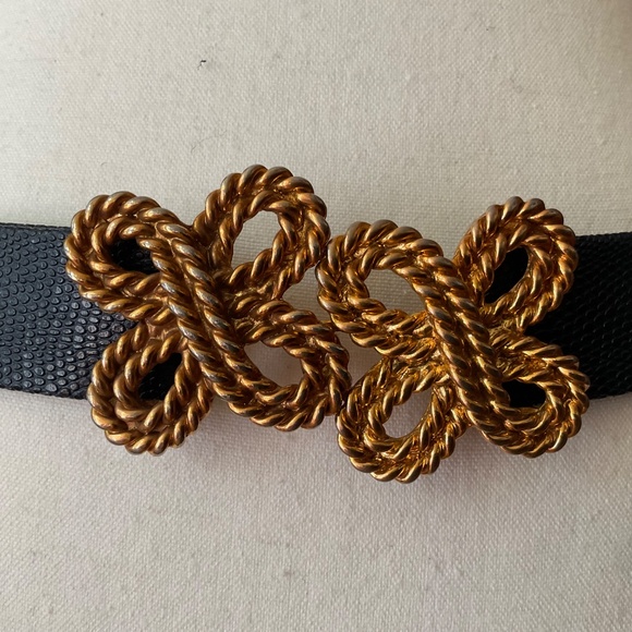Douglas Paquette Vintage 80’s Signed Celtic Knot / Flower Buckle Snakeskin Belt - Picture 2 of 16